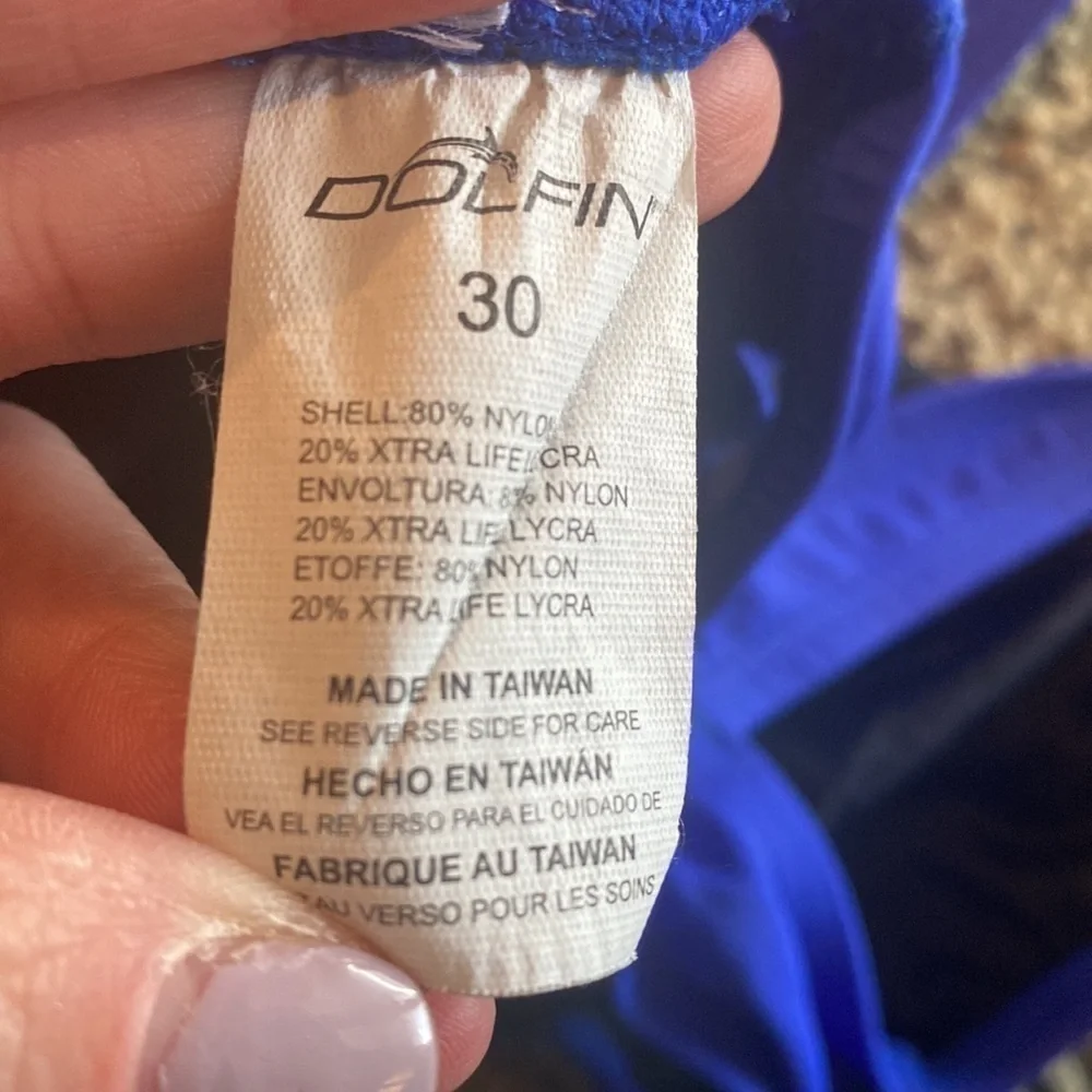 Dolfin, Royal Blue, One Piece, Women’s size 30, Bathing Suit EUC